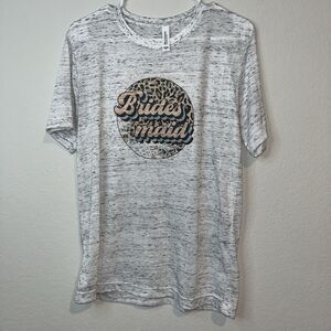 Brides Maid Medium Heathered Gray Burnout Tee Shirt Cheetah Print soft
